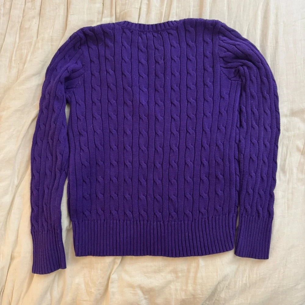 Ralph Lauren Little Girls Kids Cable Knit Sweater Purple - Picture 3 of 3